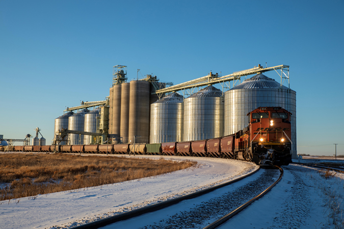 A BNSF grain shuttle train 