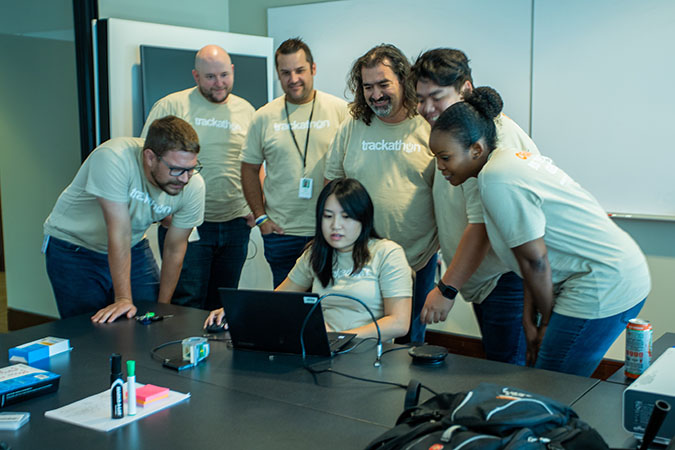 BNSF employees compete in Trackathon. This year’s competition was a combination of remote and in-person participation.